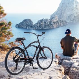 7 Speed Bicycles 26"Inch Multiple Colors Men's Beach Cruiser Bike