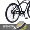 7 Speed Bicycles 26"Inch Multiple Colors Men's Beach Cruiser Bike
