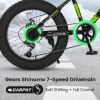 S20109 20 Inch Fat Tire Bike Adult/Youth Full Shimano 7 Speed Mountain Bike, Dual Disc Brake, High-Carbon Steel Frame, Front Suspension, Mountain Trai
