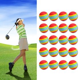 Outdoor Sport Golf Balls color Rainbow Stripe Balls FOAM Sponge plastic Golf Balls for Swing Practice Training Balls 20Pcs/bag (Color: A)