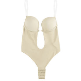 Invisible Shoulder Strap Backless Bra Seamless One-piece Shapewear (Color: Skin Color, size: S)