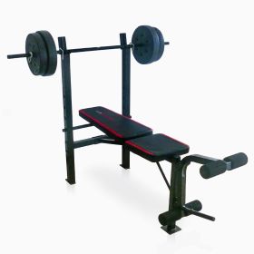 CAP Strength Adjustable Standard Combo Weight Bench with Rack and Leg Extension and 90 lb. Vinyl Weight Set (size: 90lbs)