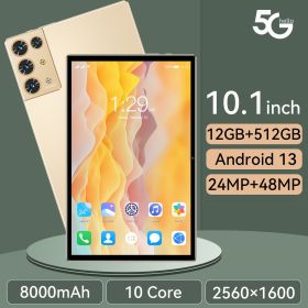 2023 New 5G Tablet PC, S30pro, 10.1 inch, 512GB large flash memory, Android Tablets, Dual Cards,  8000mAh Laptops, wifi GPS (ROM: 512GB, Color: gold)