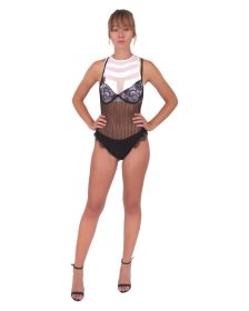 Hythe Lace Lingerie Bodysuit - Black (size: large)